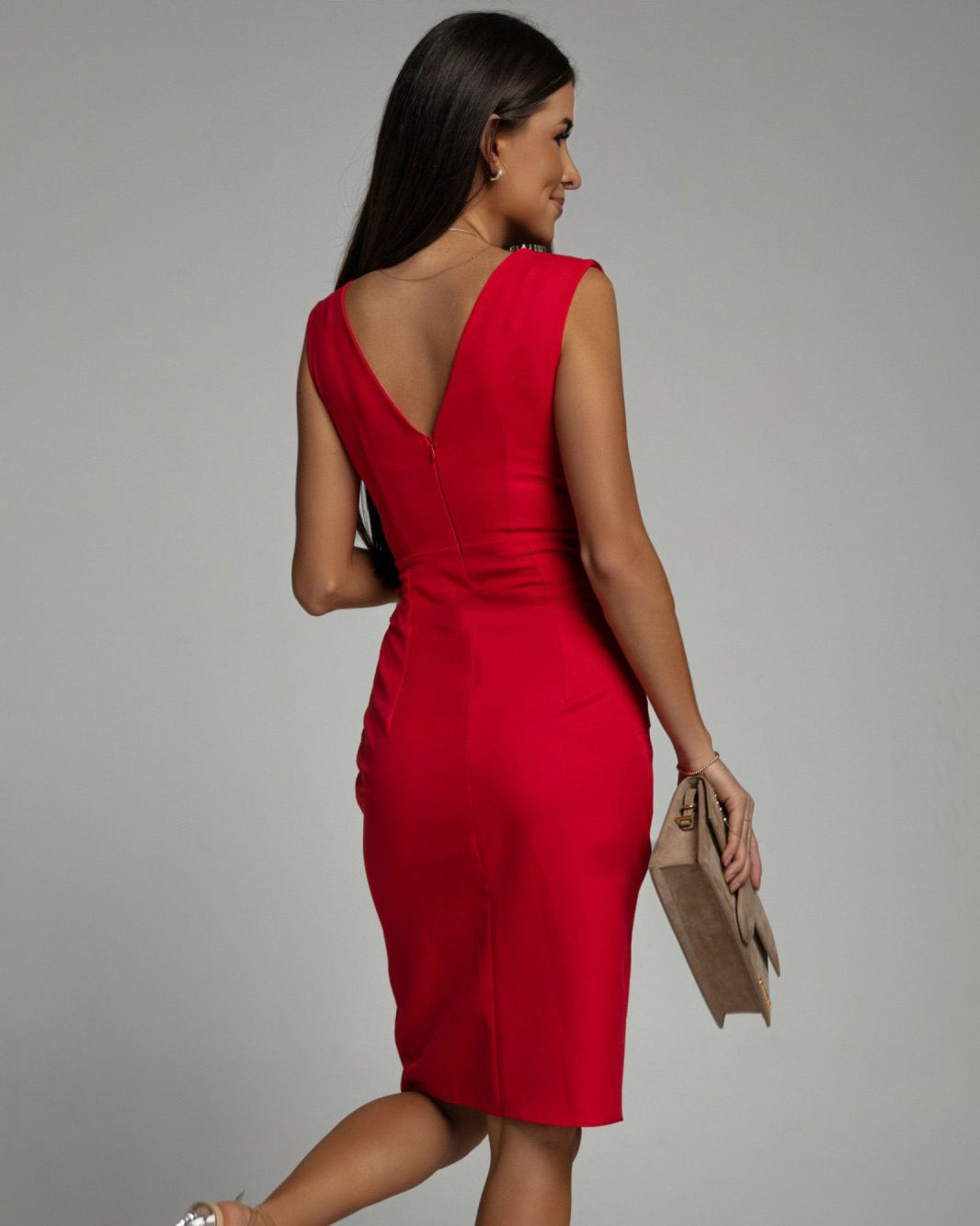 Caley - Stylish Women's V-neck Slit Dress for Effortless Elegance
