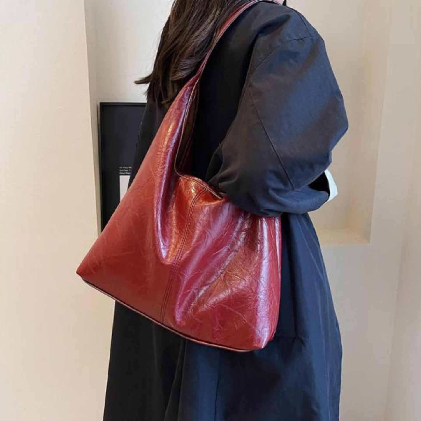 Sonja - designer PU leather hobo bag roomy shoulder tote