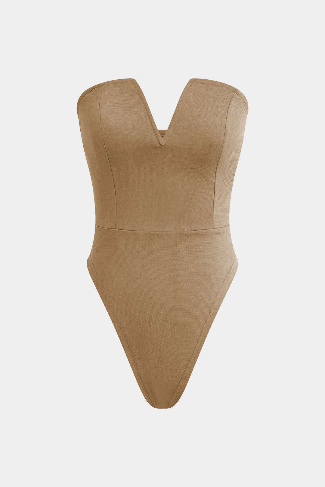 Abbie - Basic V-neck Strapless Bodysuit for Effortless Style