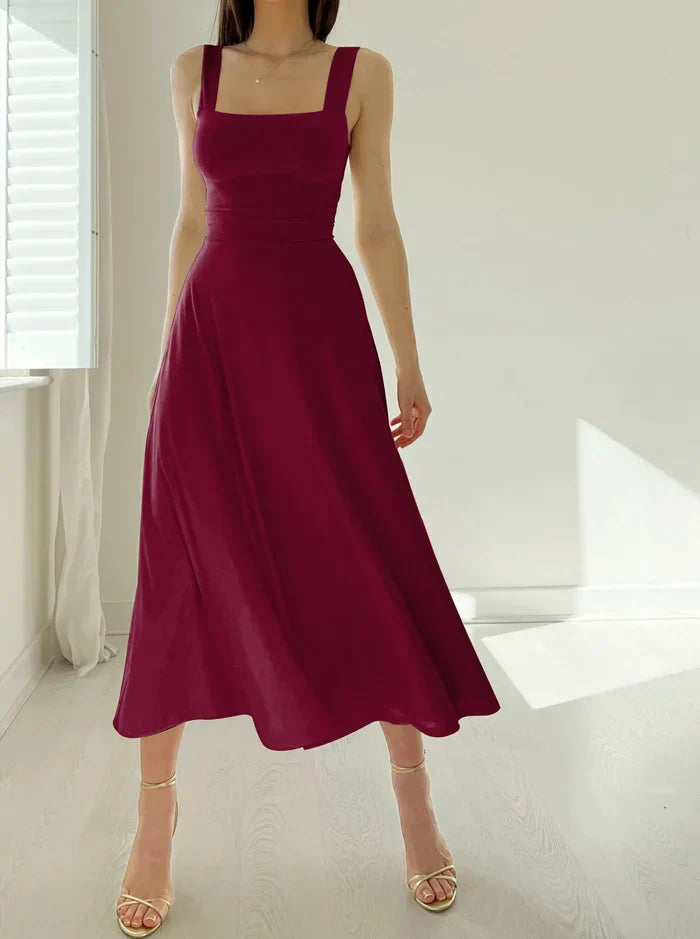 Joelle - Elegant Mini Dress with Corset Waist Tie and Flowy Skirt