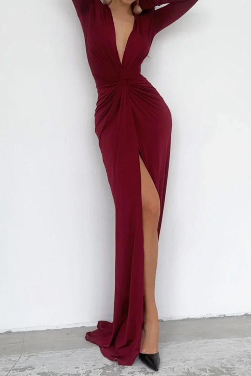 Liddy - Elegant Dress with V-neck and Pleated Neckline
