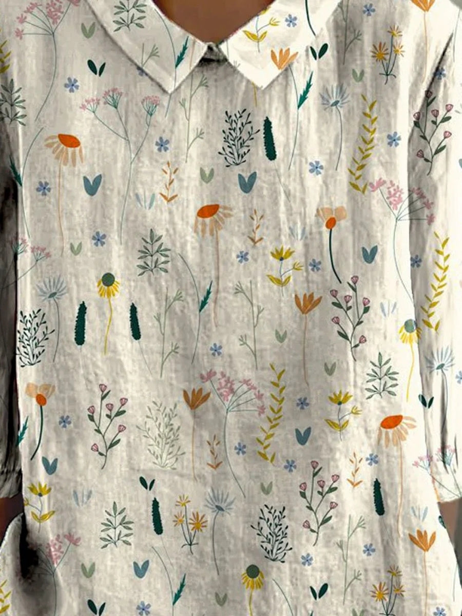 Giselle - Charming Women's Wildflower Blouse with Short Sleeves