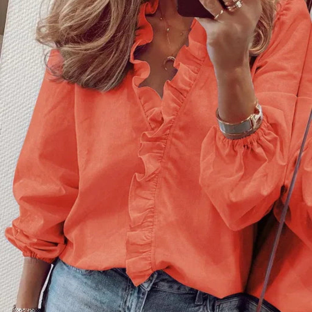 Joni - Women's Elegant Blouse with Ruffle Detailing and Comfortable Fit
