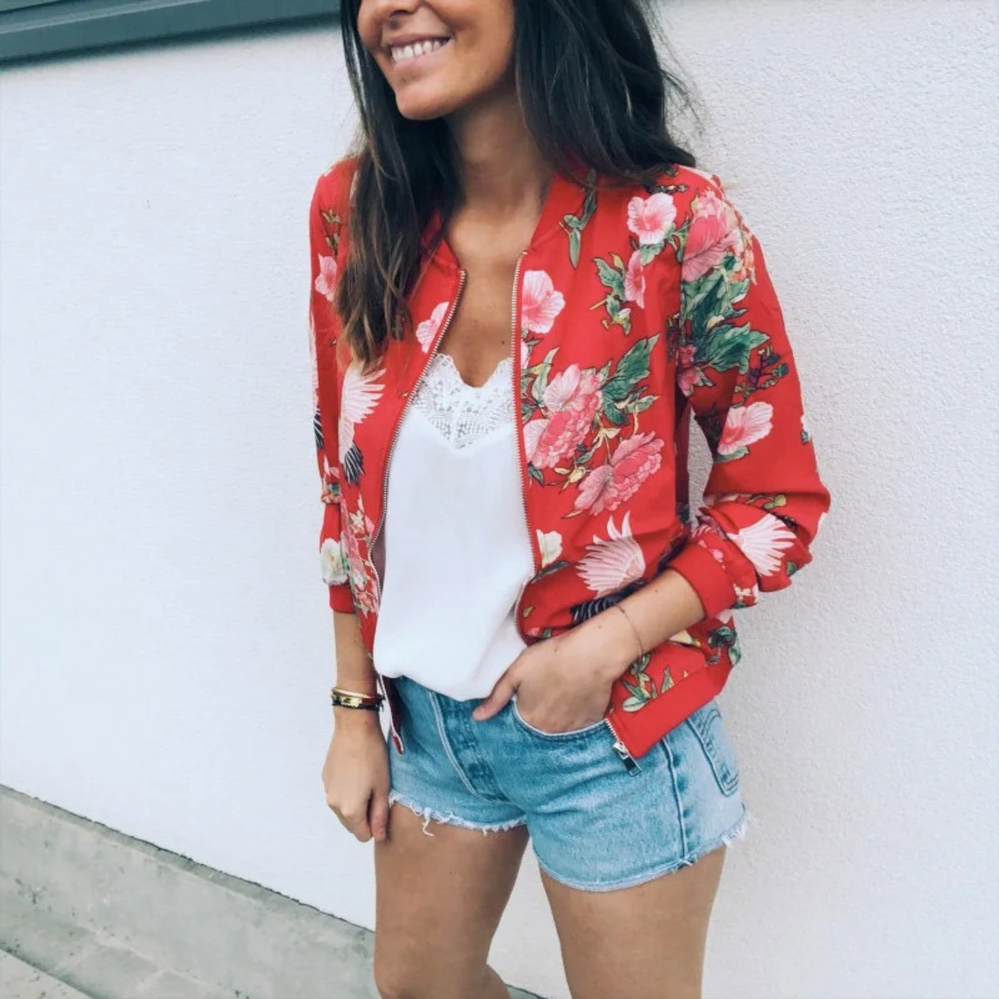 Pauline - Stylish Women's Summer Jacket with Floral Print
