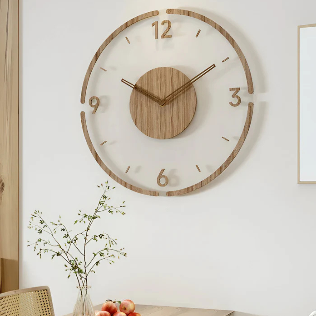 Showerra - Large Acrylic Wood Wall Clock For Living Room Modern