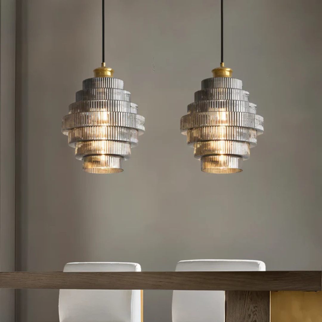 Solarae - Hebes Retro Glass Pendant Lamp Brass Elegant Living Room