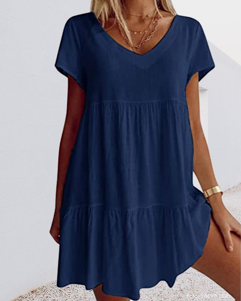 Peony - Casual Women's Summer Dress with Ruffle Detail