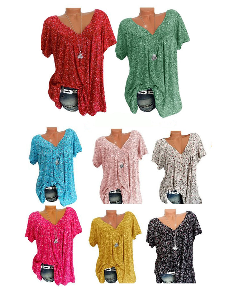 Ivette - Luxurious Women's Blouse with V-neck and Short Sleeves