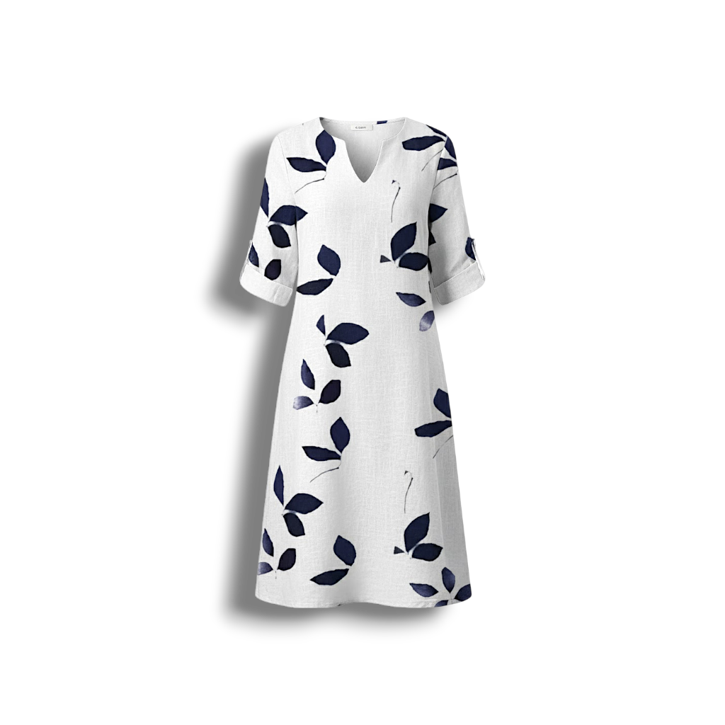 Sunniva- Stunning Leaf Print Summer Dress for Women