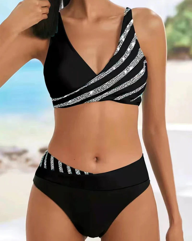 Philippa - Elegant Striped Printed Bikini Set for Women