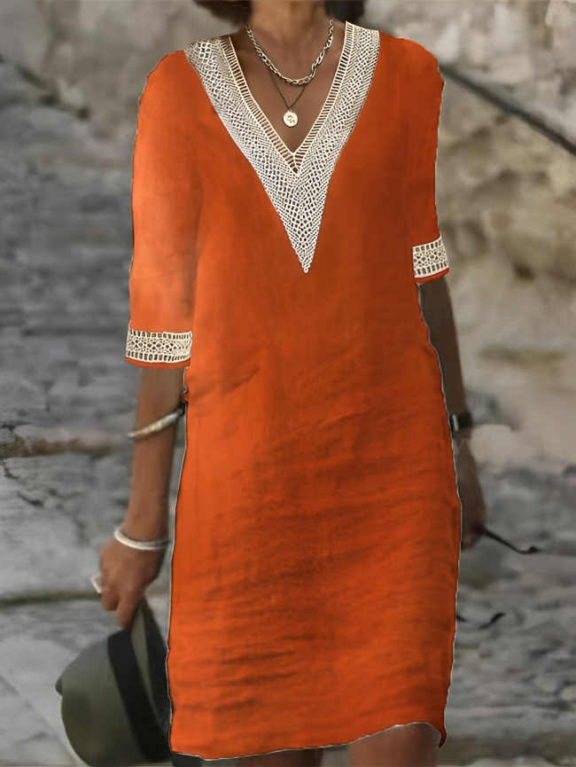 Queralt - Elegant Women's Cotton Linen Dress for Casual Comfort
