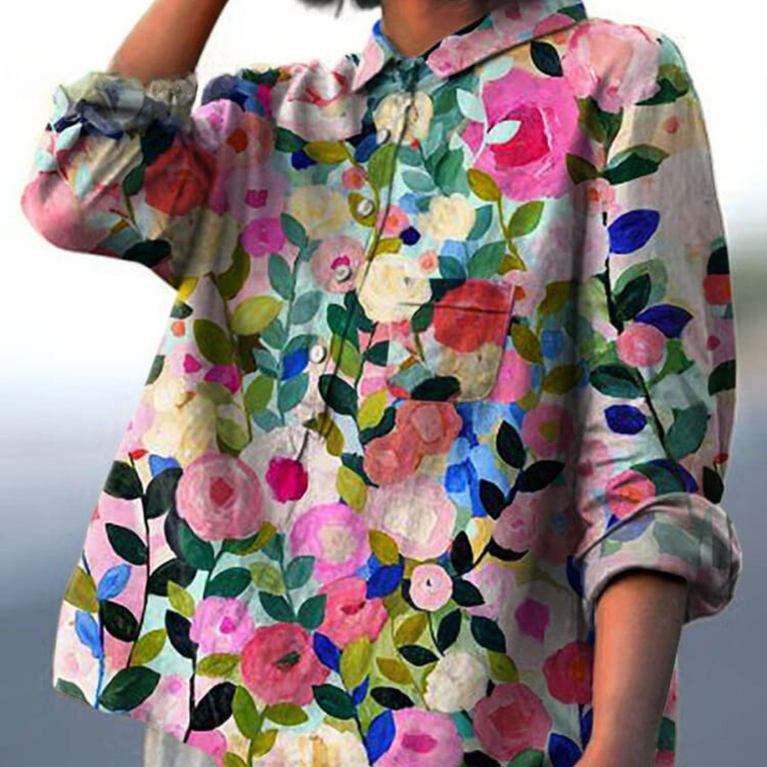Kiara - Stylish Loose Fit Floral Blouse for Effortless Elegance