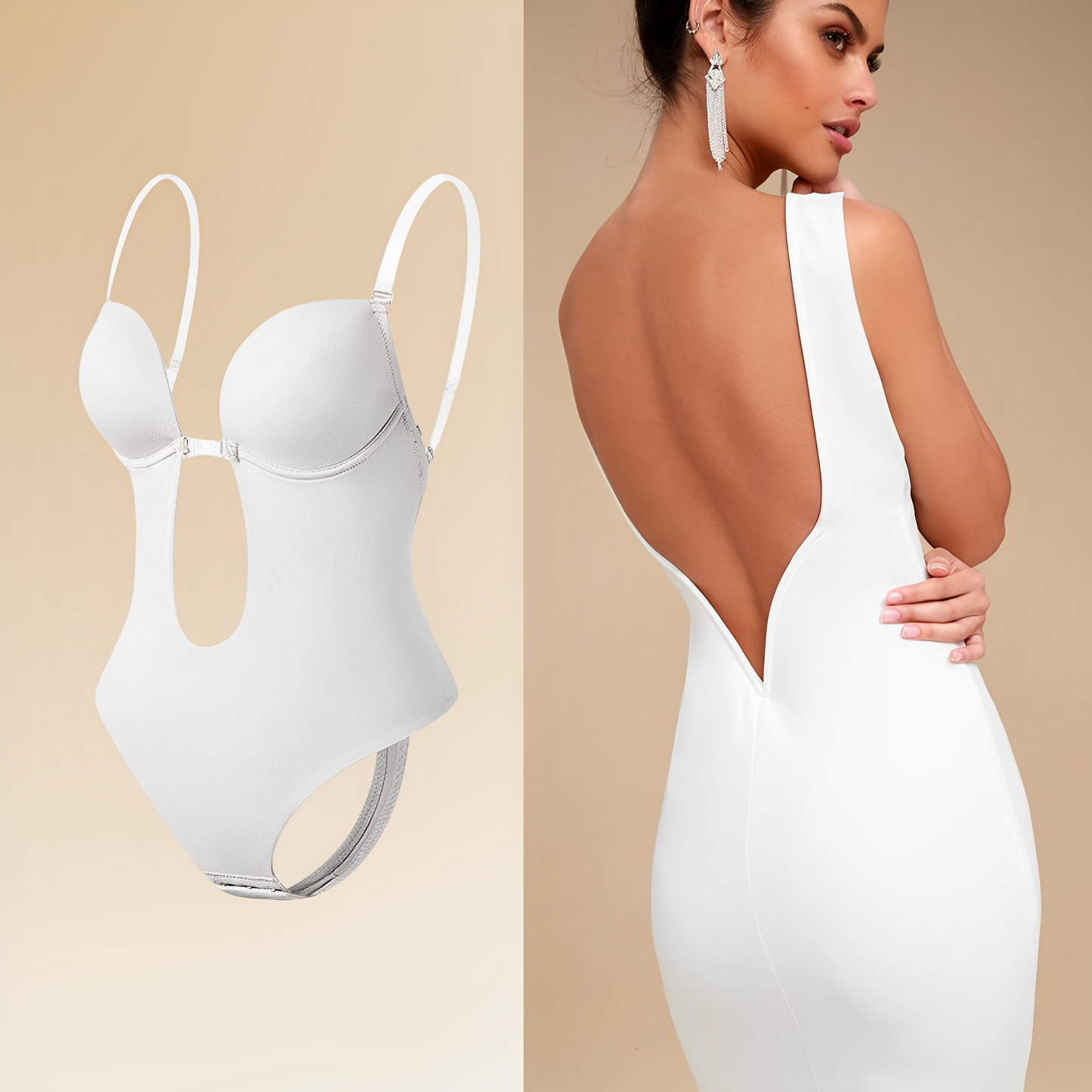 Aubri - Elegant Backless Bodysuit Bra for Women by Risa - Seamless Fit