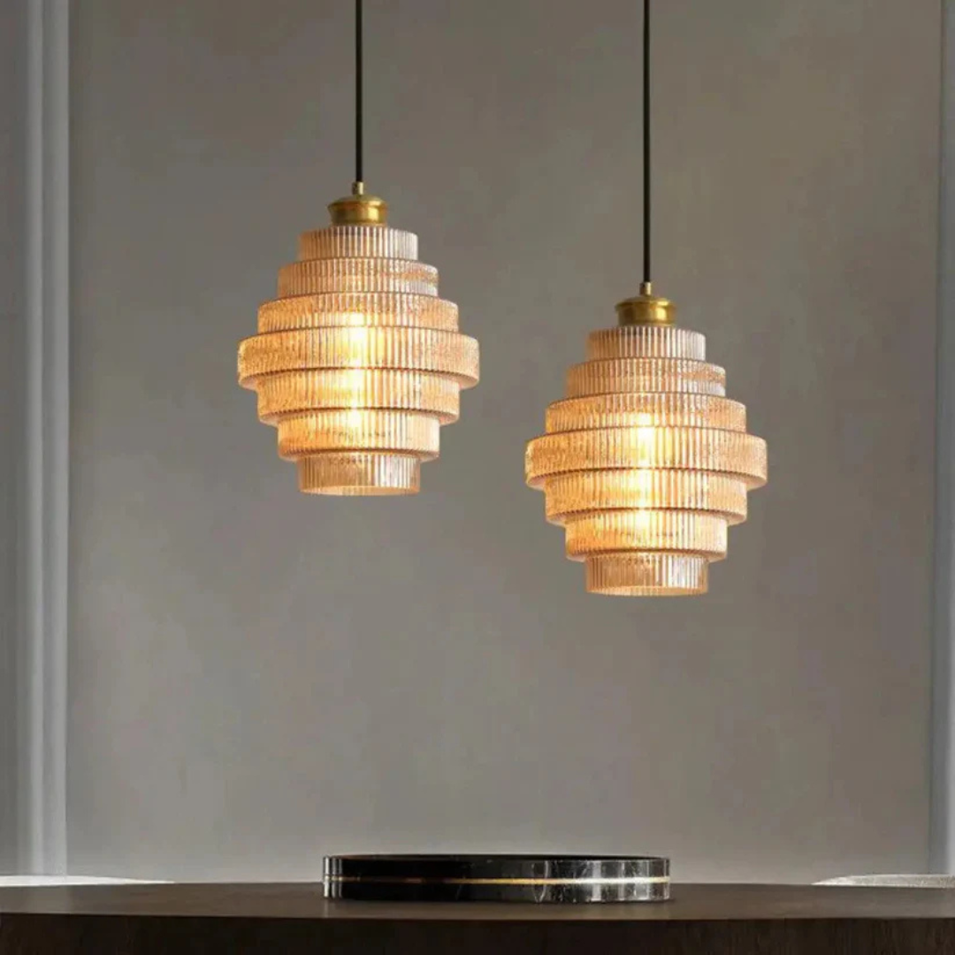 Solarae - Hebes Retro Glass Pendant Lamp Brass Elegant Living Room