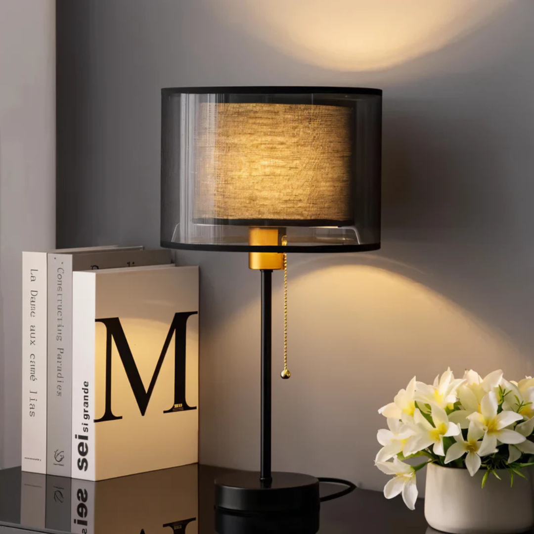 Luxrae - Lumis Table Lamp With Double Fabric Shade For Bedroom Glow