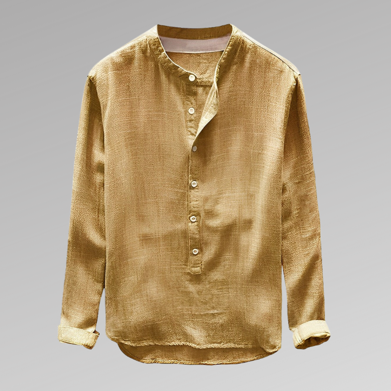 Eamon - Lightweight Mandarin Collar Mens Shirt Button Front