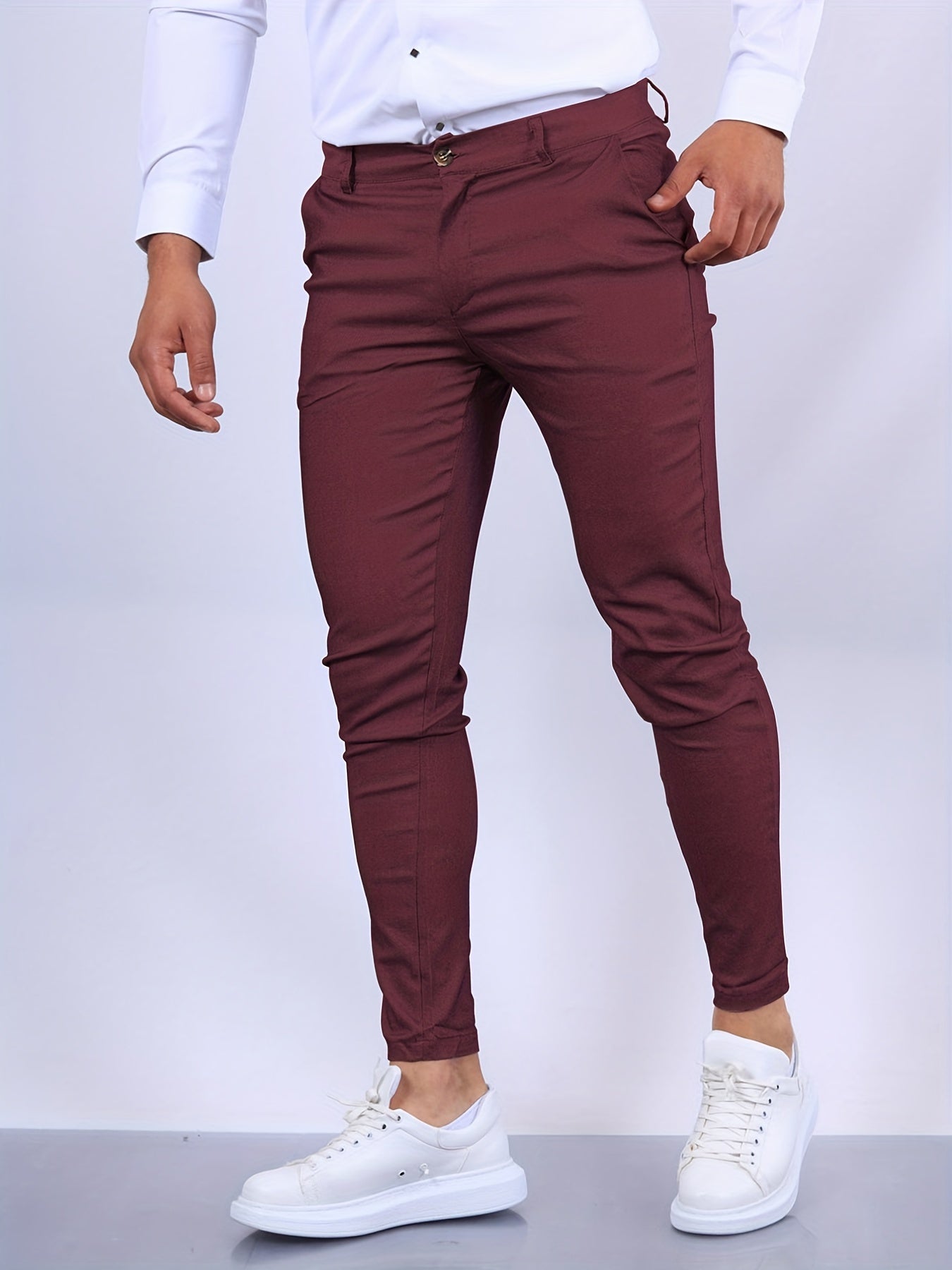 Hugh - Slim Fit Business Trousers For Men In Stretch