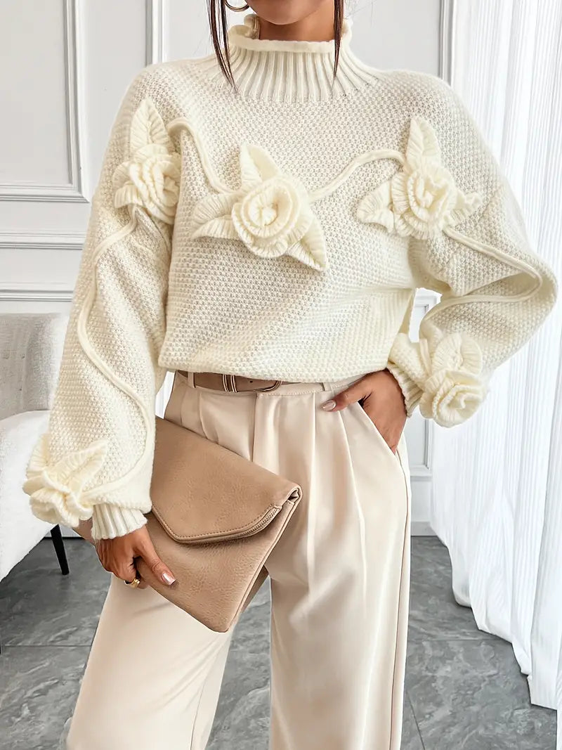 Wilma - Elegant Floral Turtleneck Sweater for Women