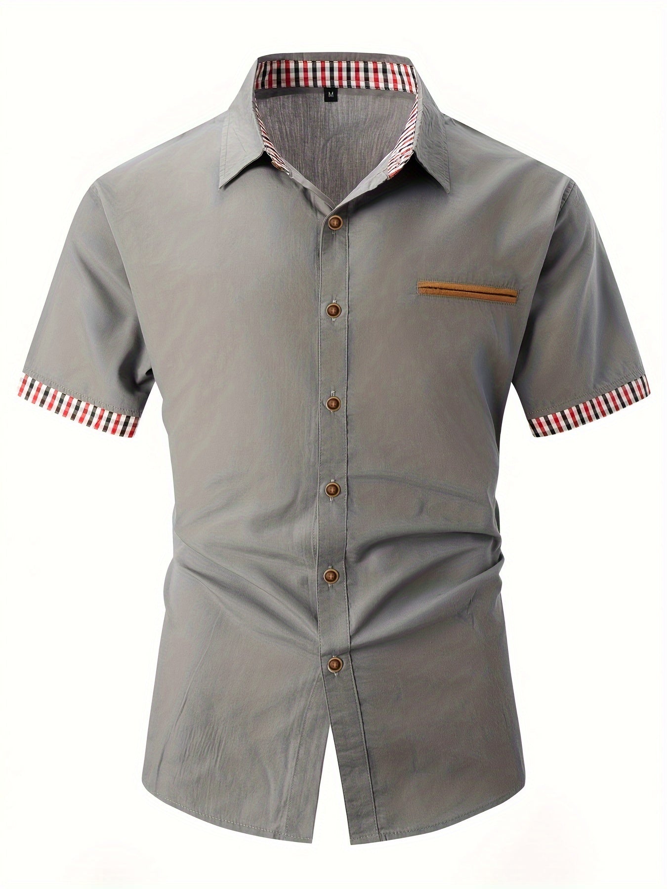 Joel - Stylish Men's Short-Sleeved Shirt with Decorative Chest Pocket