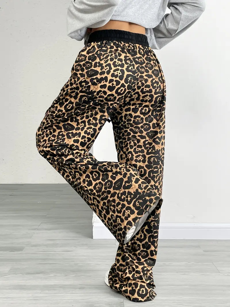 Sinead - Stylish Loose Leopard Print Trousers with Adjustable Waistband