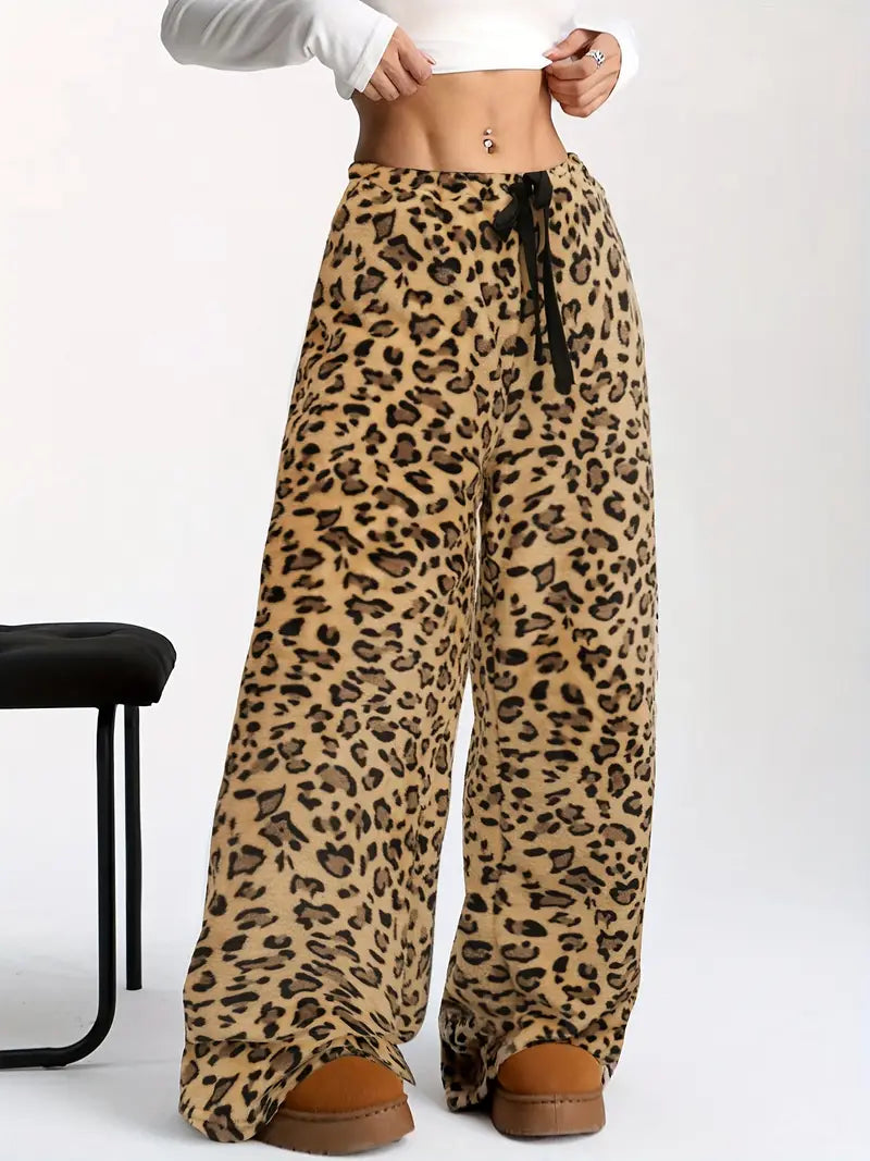 Tarian - Stylish Leopard Print Lounge Trousers with Drawstring Waistband