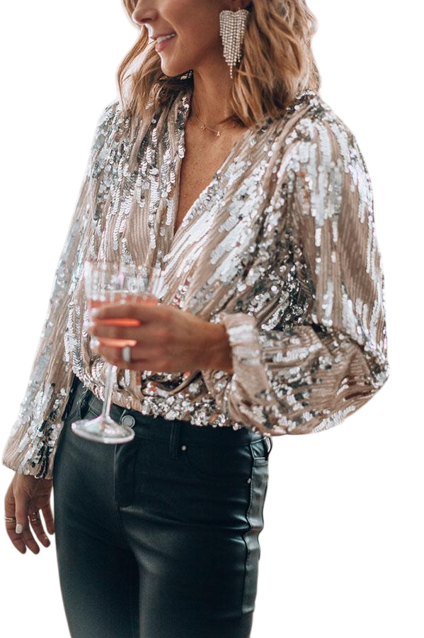 Sophia - Stylish Women's Blouse with Sequins and Balloon Sleeves