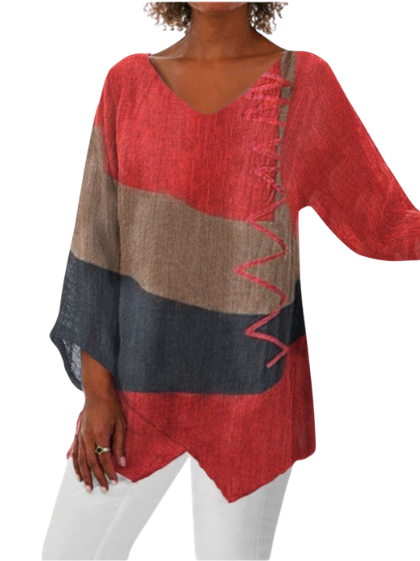 Cyrene- Artistic Retro T-Shirt with Cotton and Linen Blend