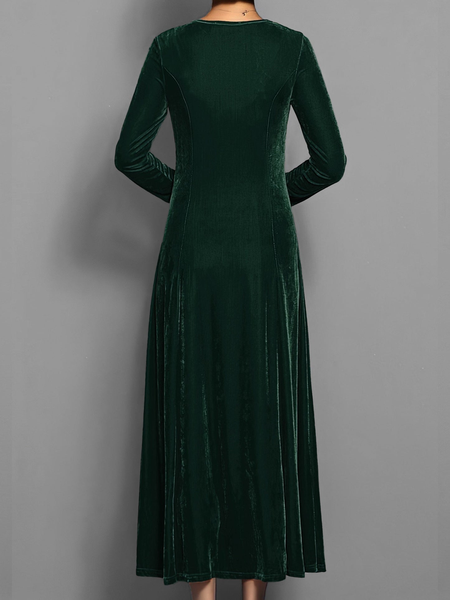 Finley - Casual Solid Midi Dress with Long Sleeves for Autumn Events