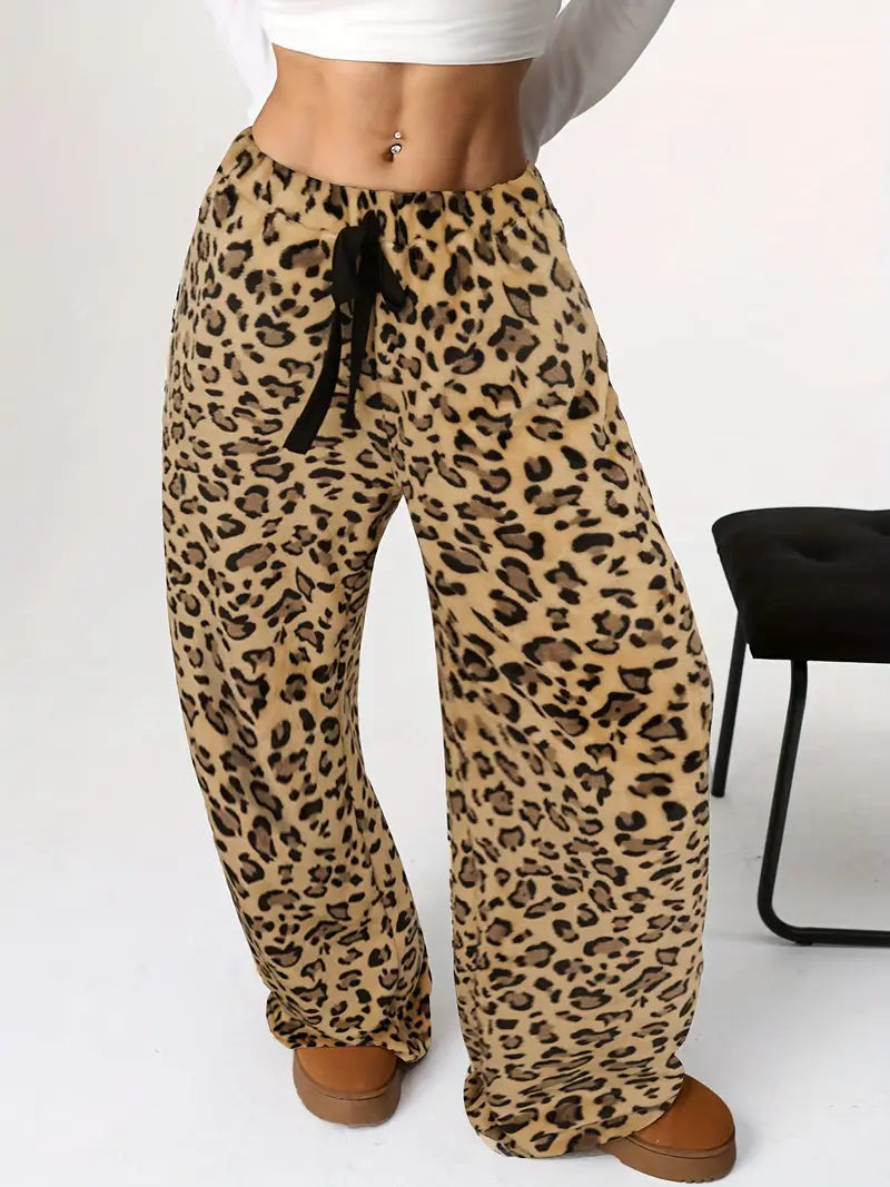 Tarian - Stylish Leopard Print Lounge Trousers with Drawstring Waistband