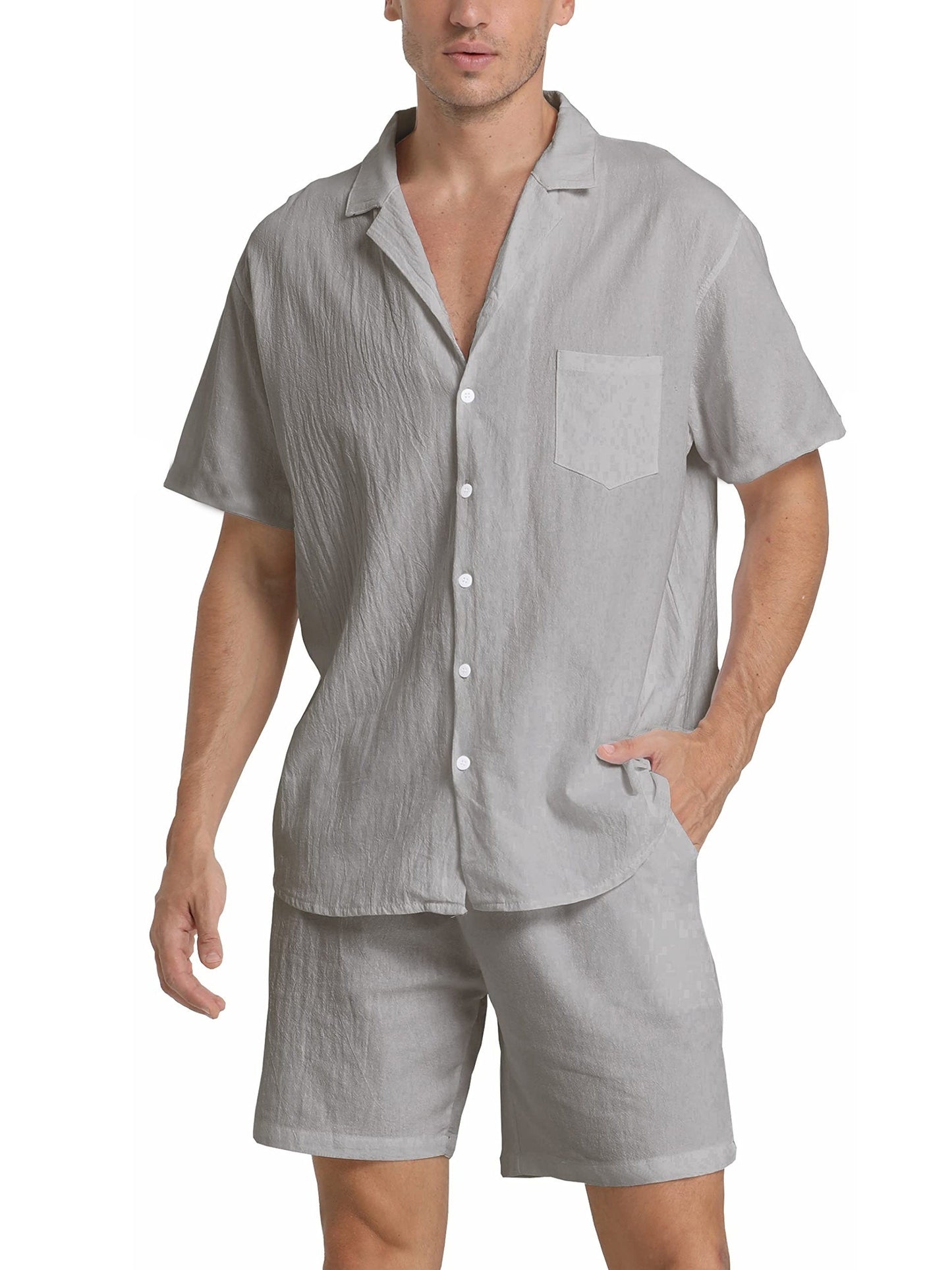 Barry - Luxurious Men's Linen Shirt and Beach Shorts Set