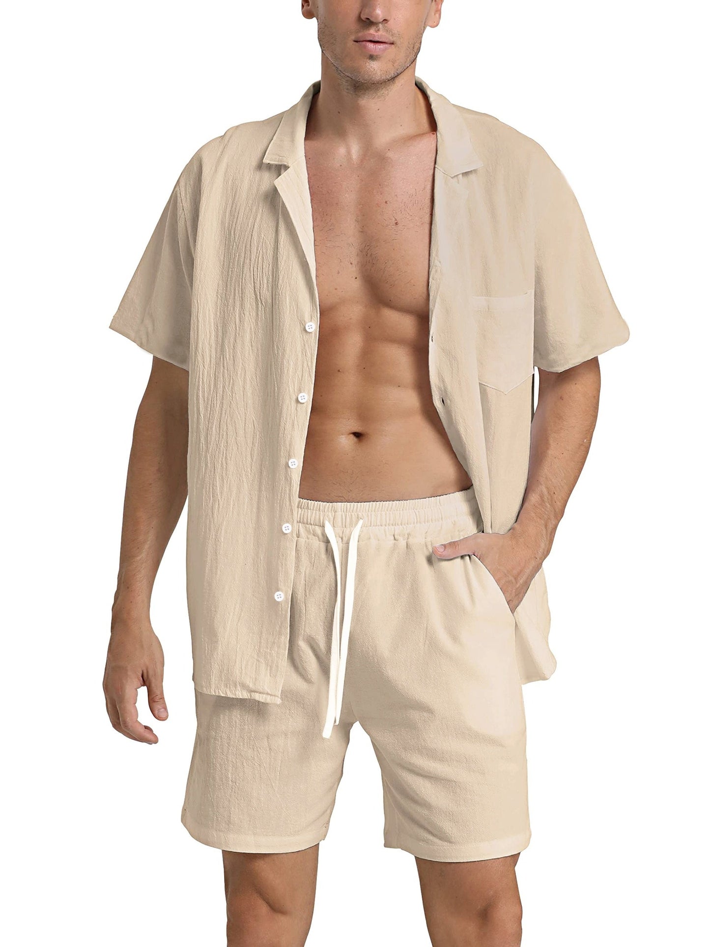 Barry - Luxurious Men's Linen Shirt and Beach Shorts Set