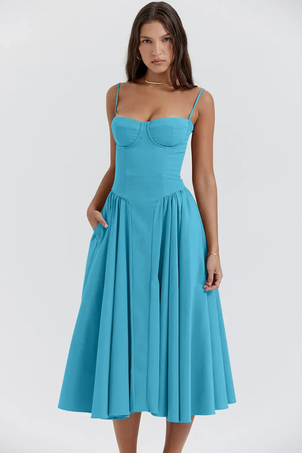 Kassidy - Stylish Women's Armless Midi Dress for Summer Outings