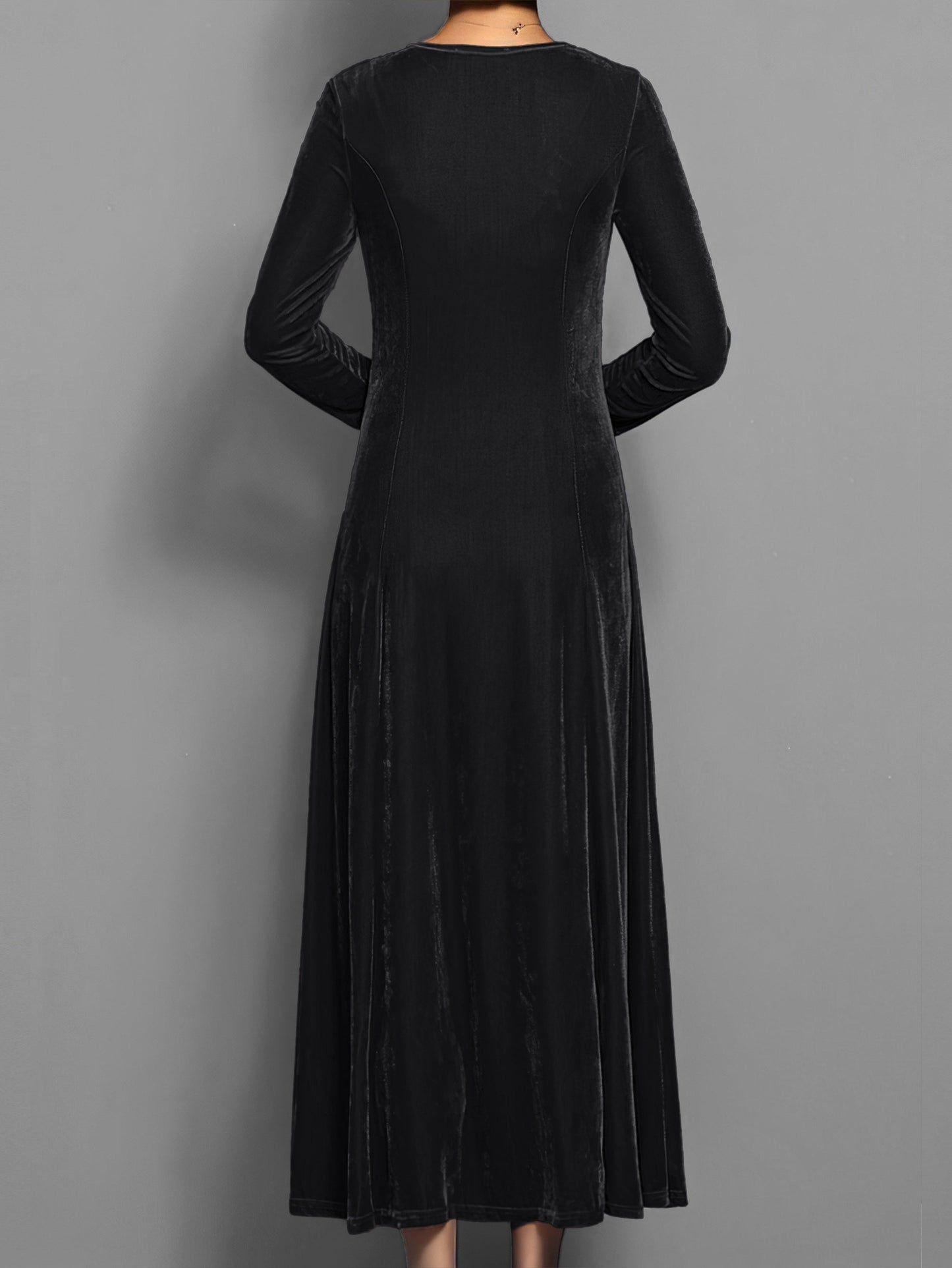 Finley - Casual Solid Midi Dress with Long Sleeves for Autumn Events