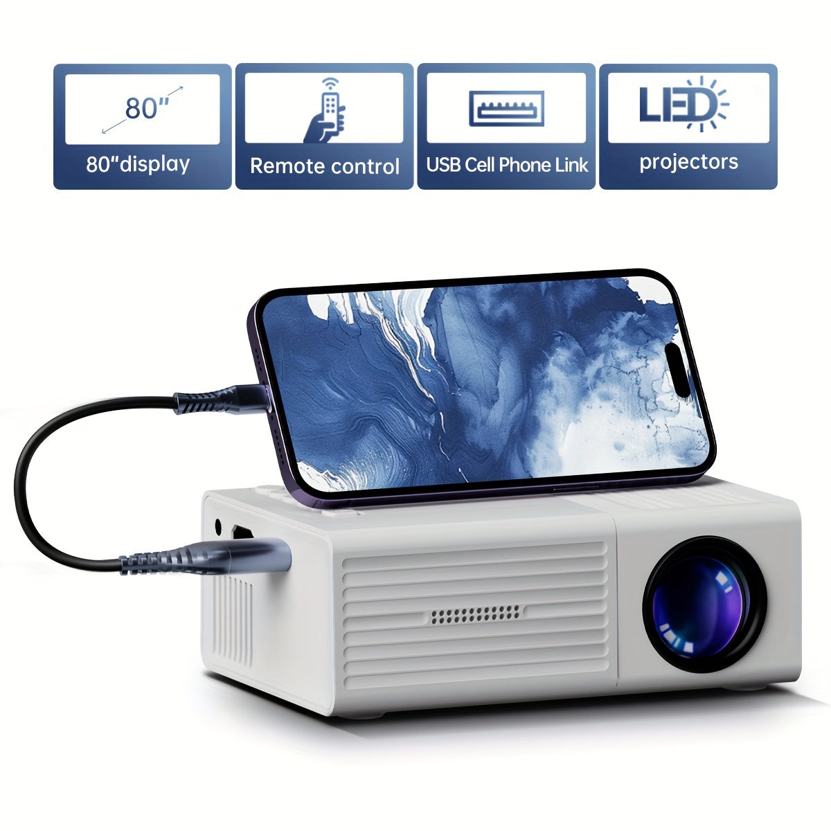 Zevria - Ultra Bright Mini Projector 3000 Lumen Portable HDTV USB