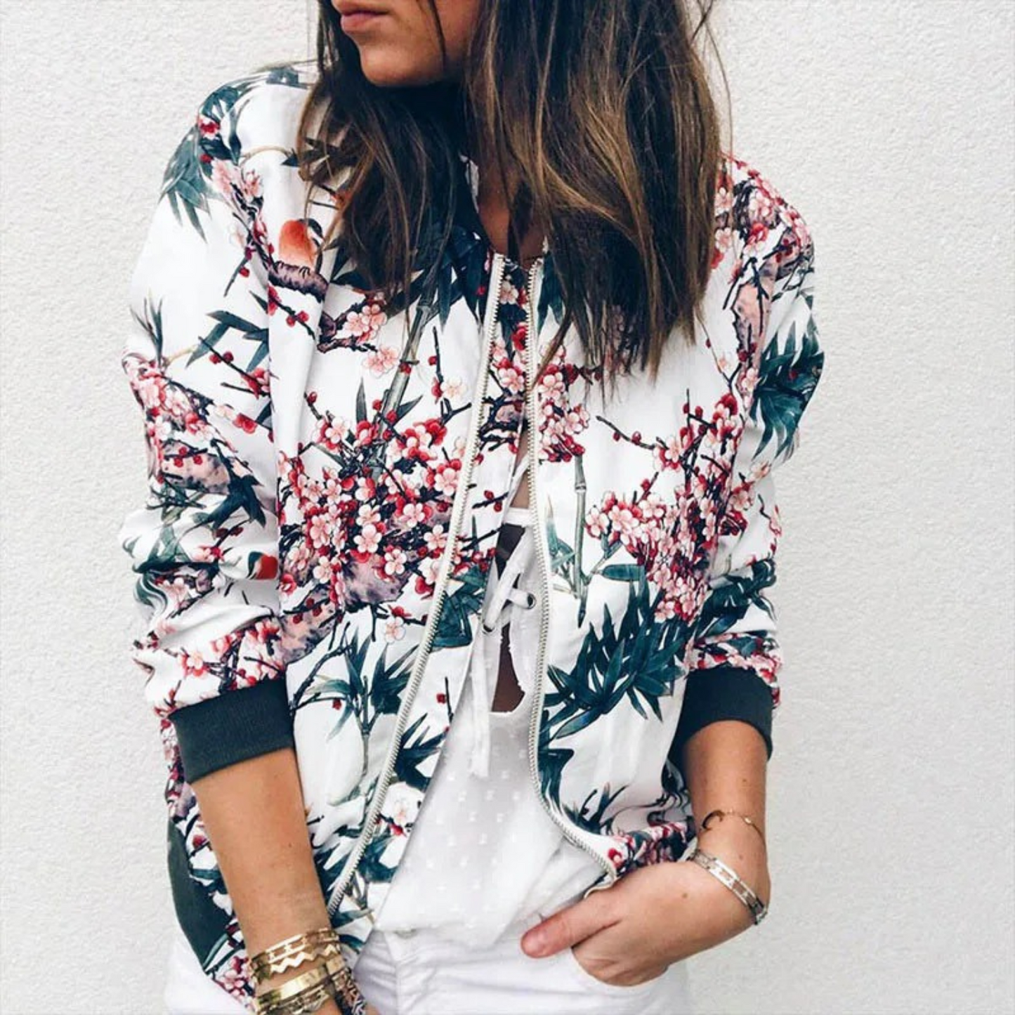 Pauline - Stylish Women's Summer Jacket with Floral Print