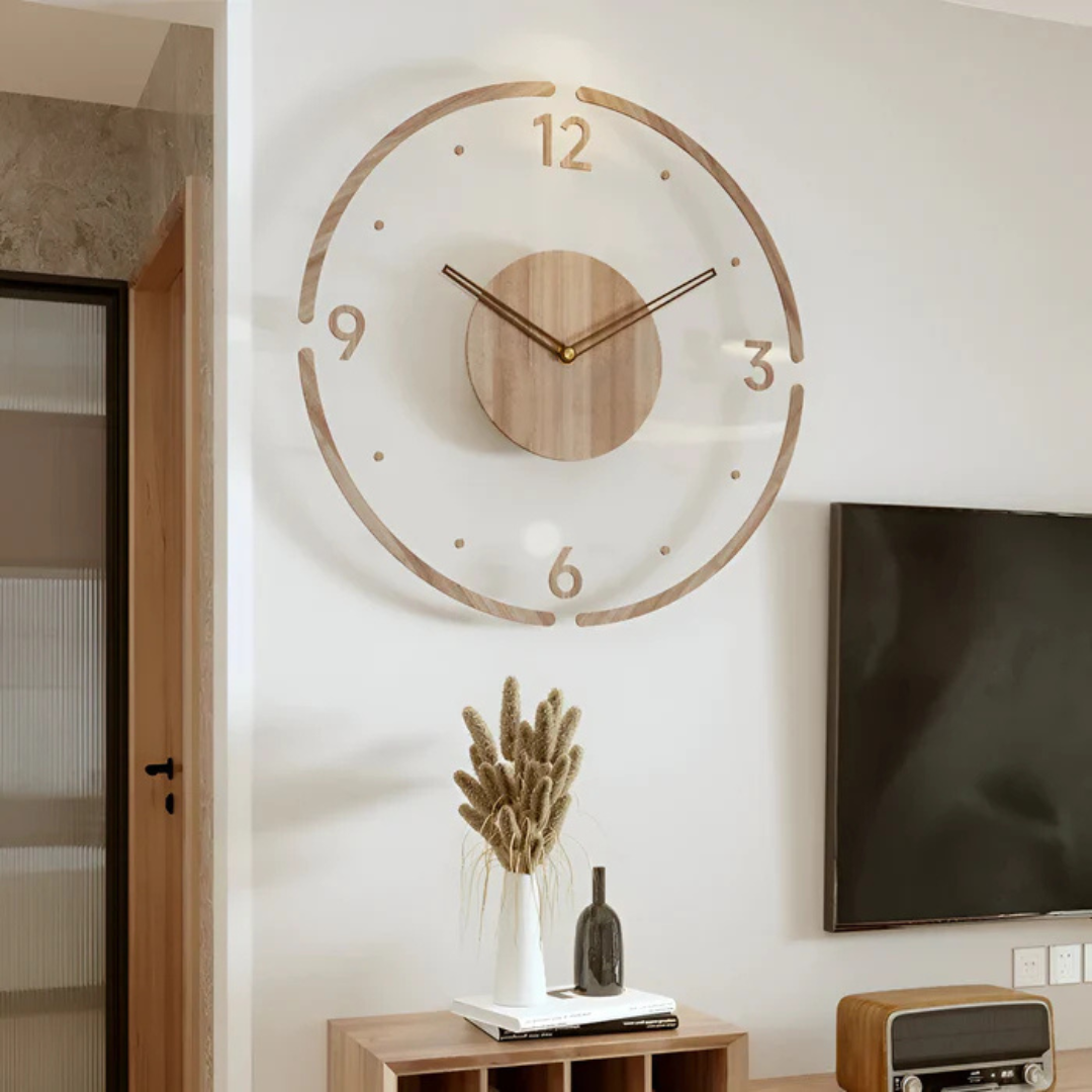 Showerra - Large Acrylic Wood Wall Clock For Living Room Modern