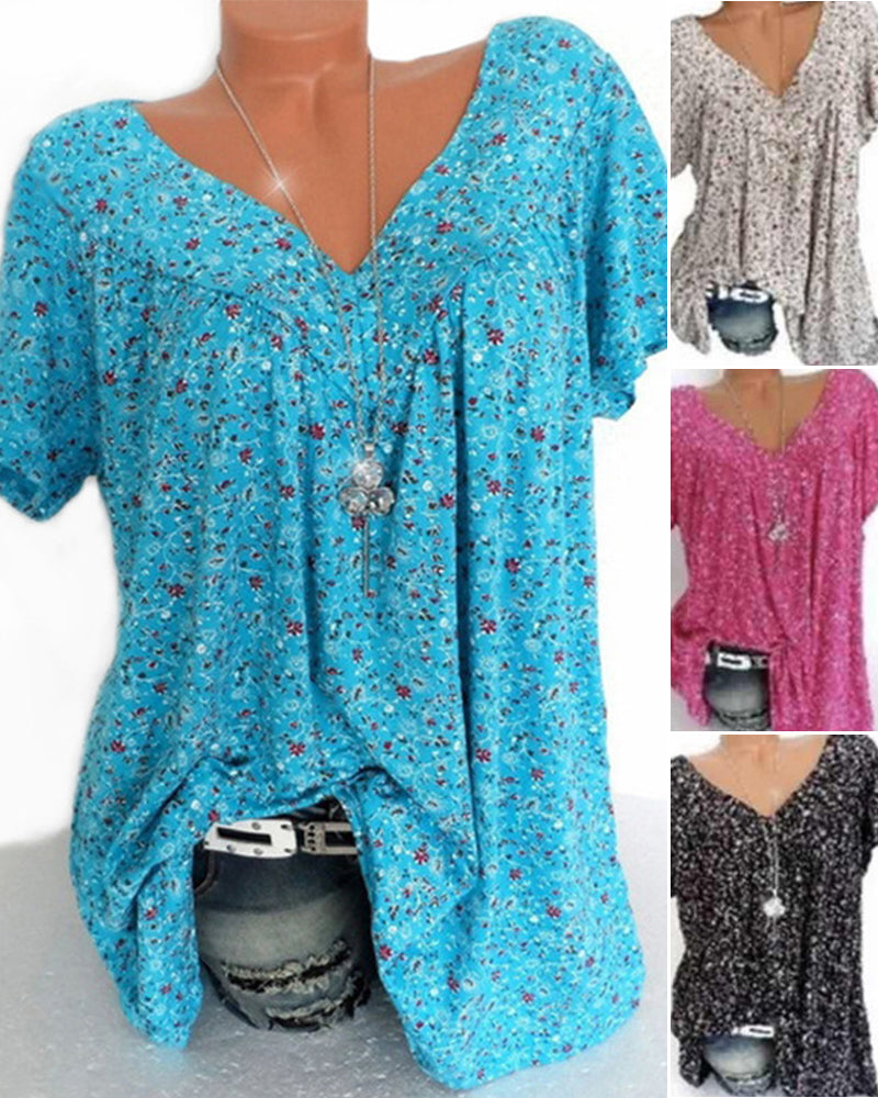 Ivette - Luxurious Women's Blouse with V-neck and Short Sleeves