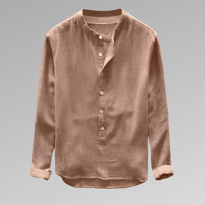 Eamon - Lightweight Mandarin Collar Mens Shirt Button Front