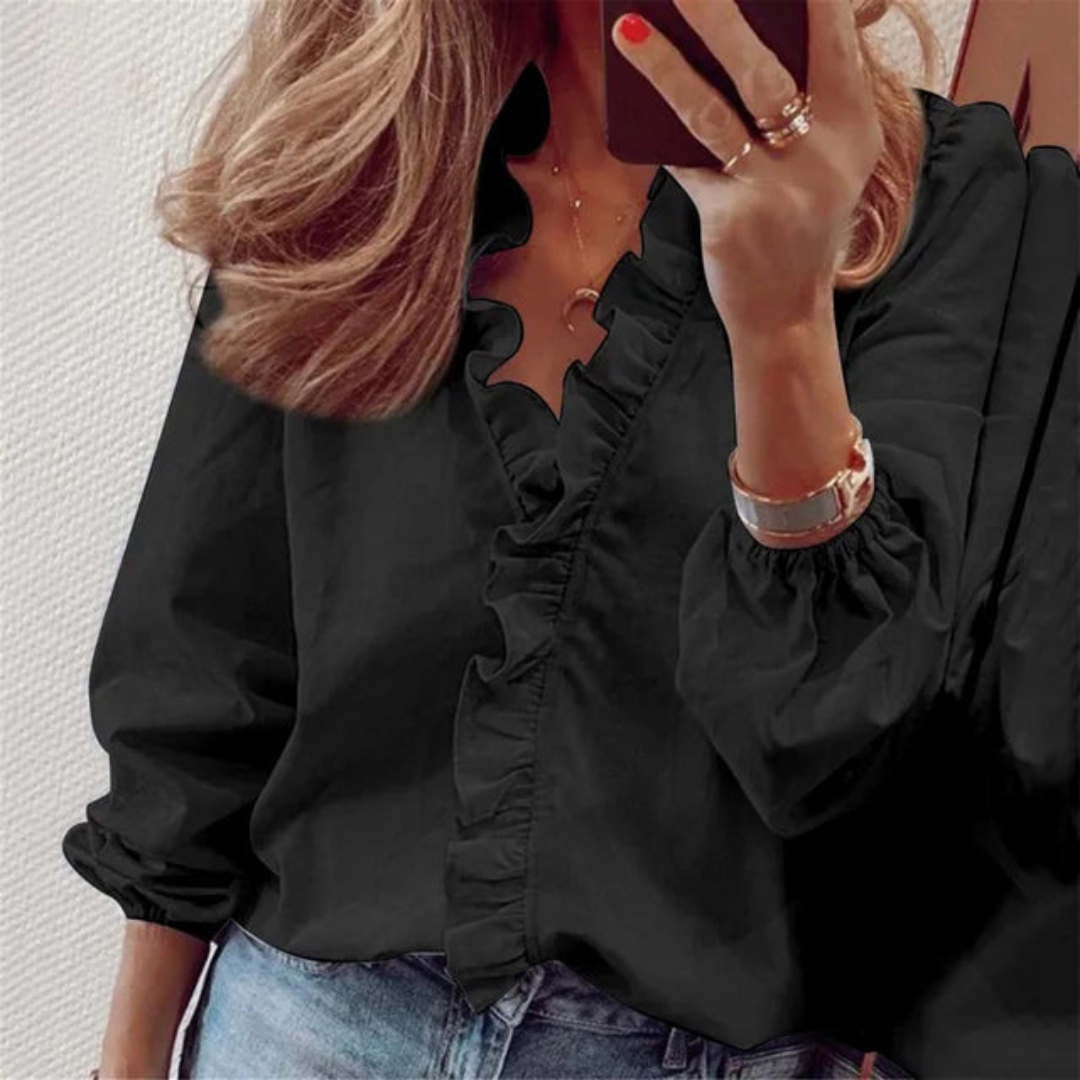 Joni - Women's Elegant Blouse with Ruffle Detailing and Comfortable Fit
