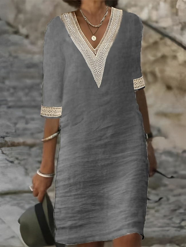 Queralt - Elegant Women's Cotton Linen Dress for Casual Comfort