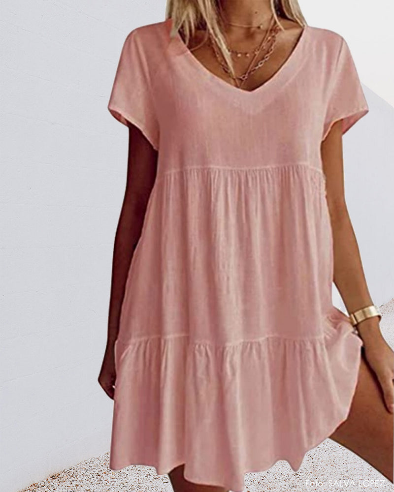 Peony - Casual Women's Summer Dress with Ruffle Detail