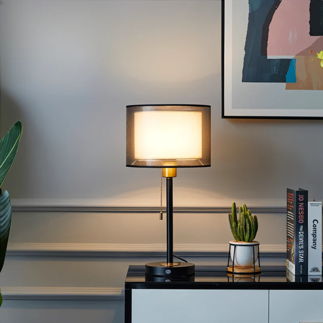 Luxrae - Lumis Table Lamp With Double Fabric Shade For Bedroom Glow