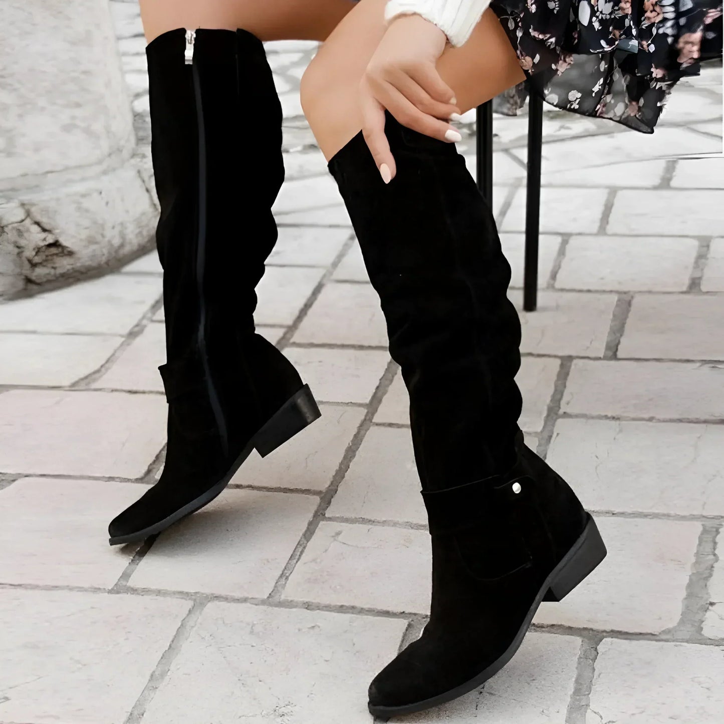 Merrilee - Vintage Leather Boots with Zipper for Classic Elegance