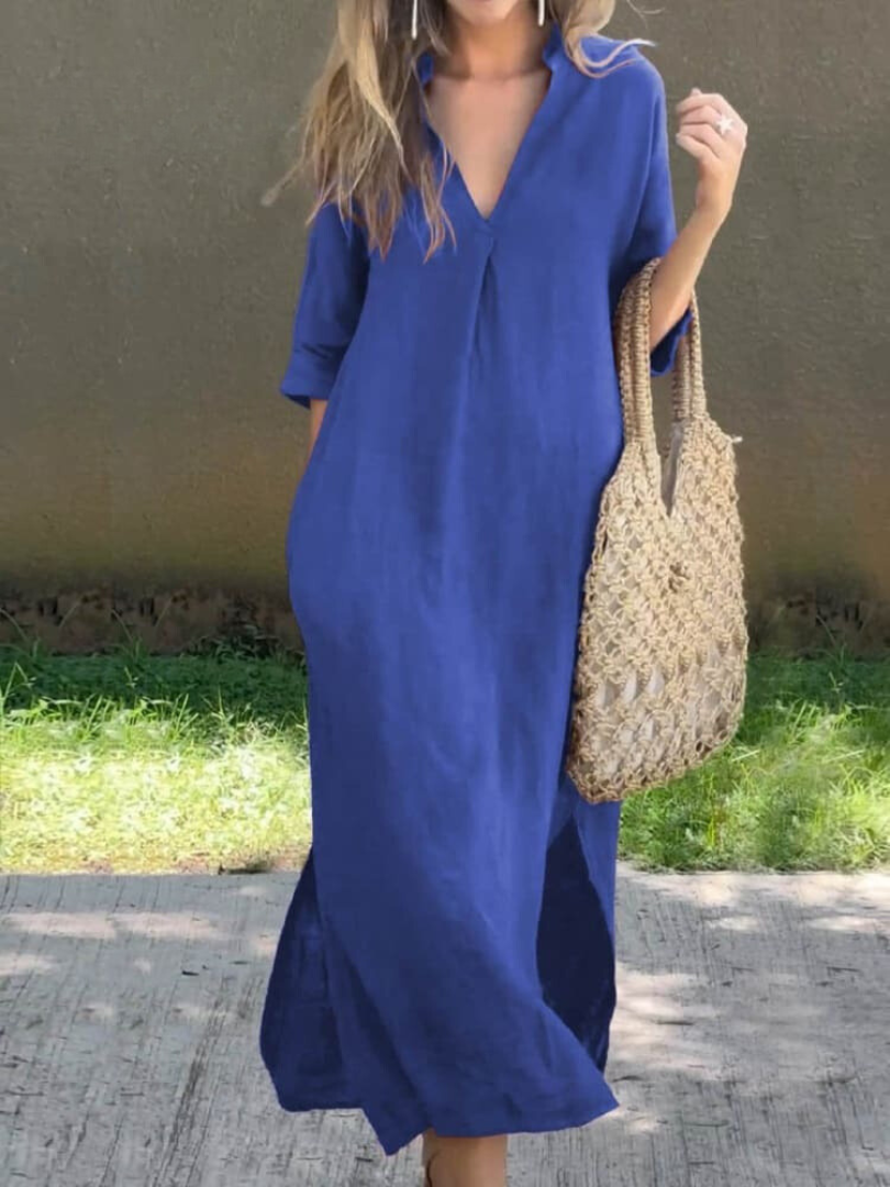 Kimmie - Timeless Women's Maxi Dress with Elegant V-neck Design
