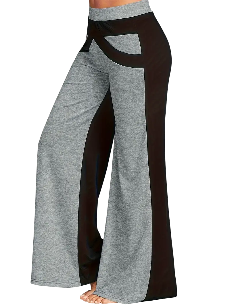 Delphine - Stylish Wide-Leg Trousers with Color Block Design