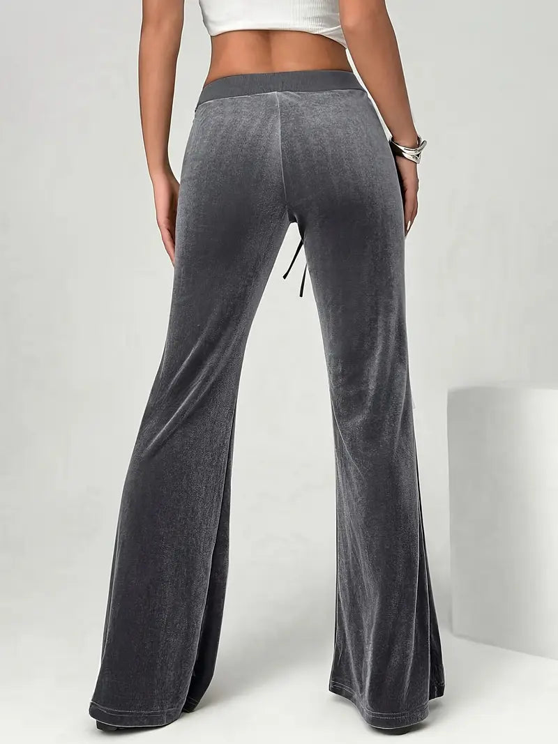 Brielle - High-Quality Velvet Flared Trousers with Adjustable Drawstring