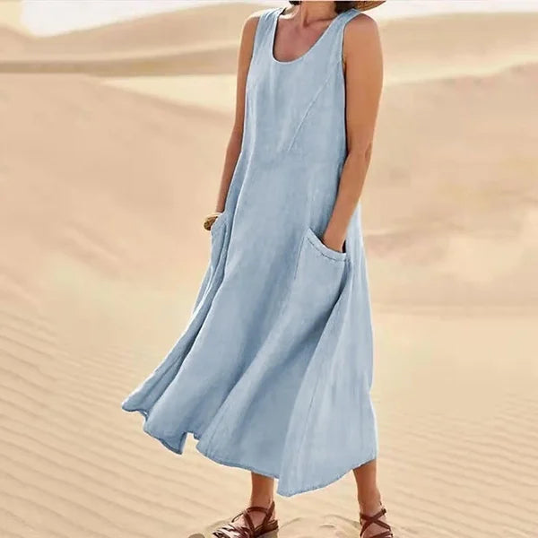 Summer - Relaxed Fit Linen Dress Perfect for Summer Days