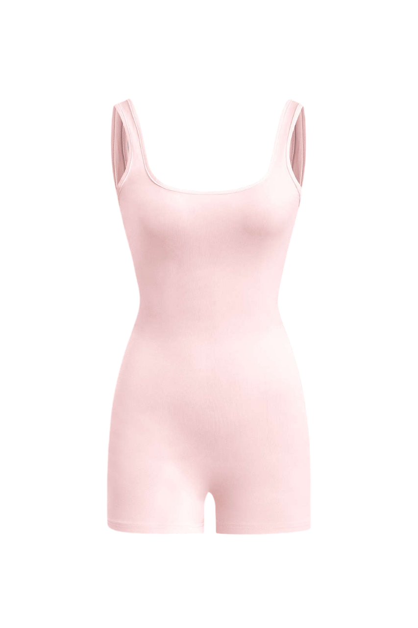 Olivette - Basic Solid Square Neck Romper for Effortless Style