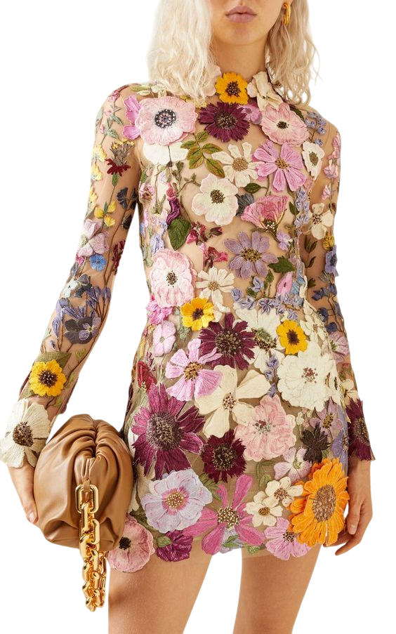 Beverly - Elegant Sleeveless Floral Dress with 3D Embroidery