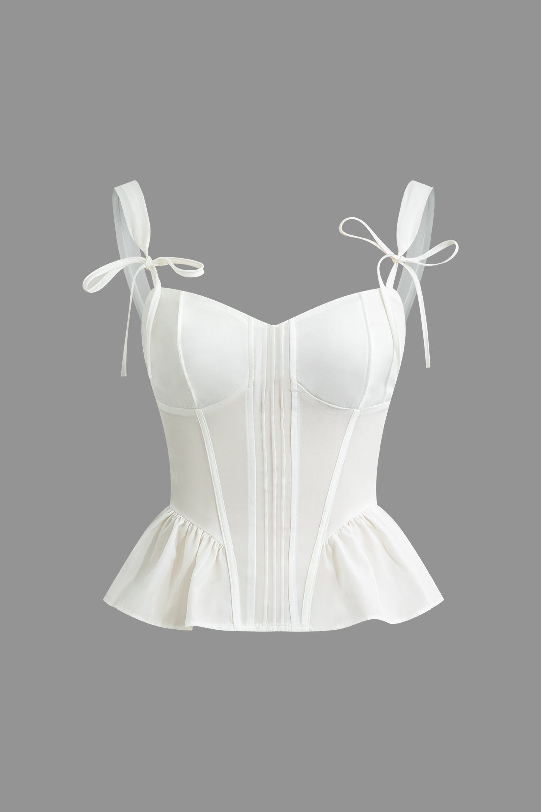 Luellyn - Elegant Corset Peplum Top with Tie Belt for Special Occasions